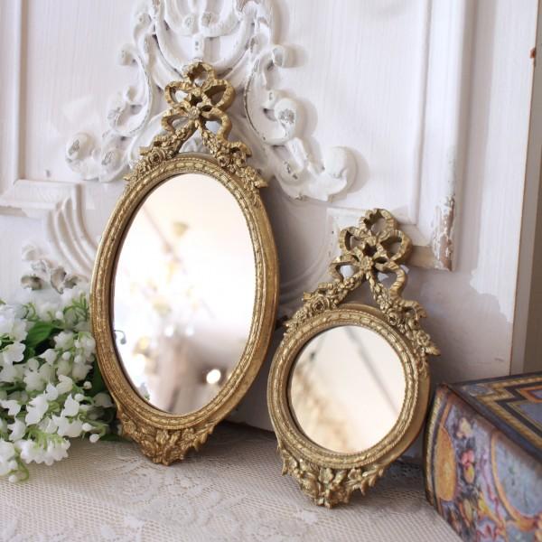 SALE30%OFF) リボン ウォールミラー オーバル ミラー ゴールド 壁掛け