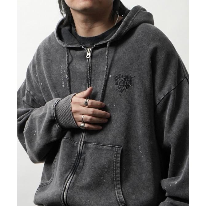 ILL'S（イルズ） トライバルハート刺繍 フルジップパーカー グランジ