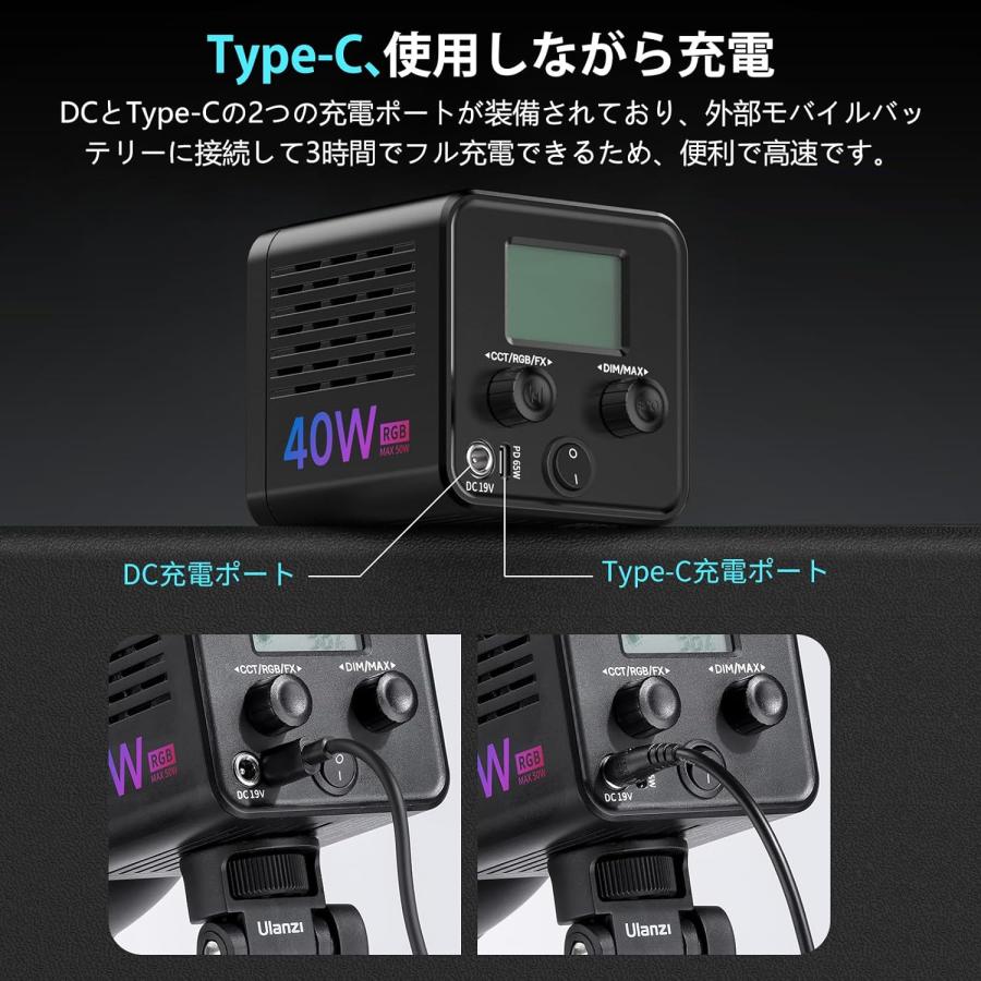 Ulanzi L024 40W RGB COB撮影用ライト LEDビデオライト COBライト