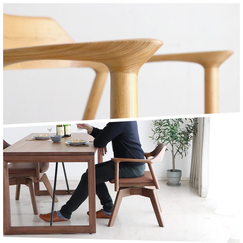 TR DC SC 6脚 回転式ダイニングチェア 肘付アーム キャスター