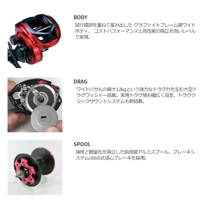 現品限り】 船リール テイルウォーク ワイド バサルVT 61R 右ハンドル