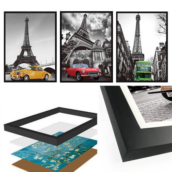 3枚セット 33×43cm アートパネル 枠付きフレーム絵画 エッフェル塔