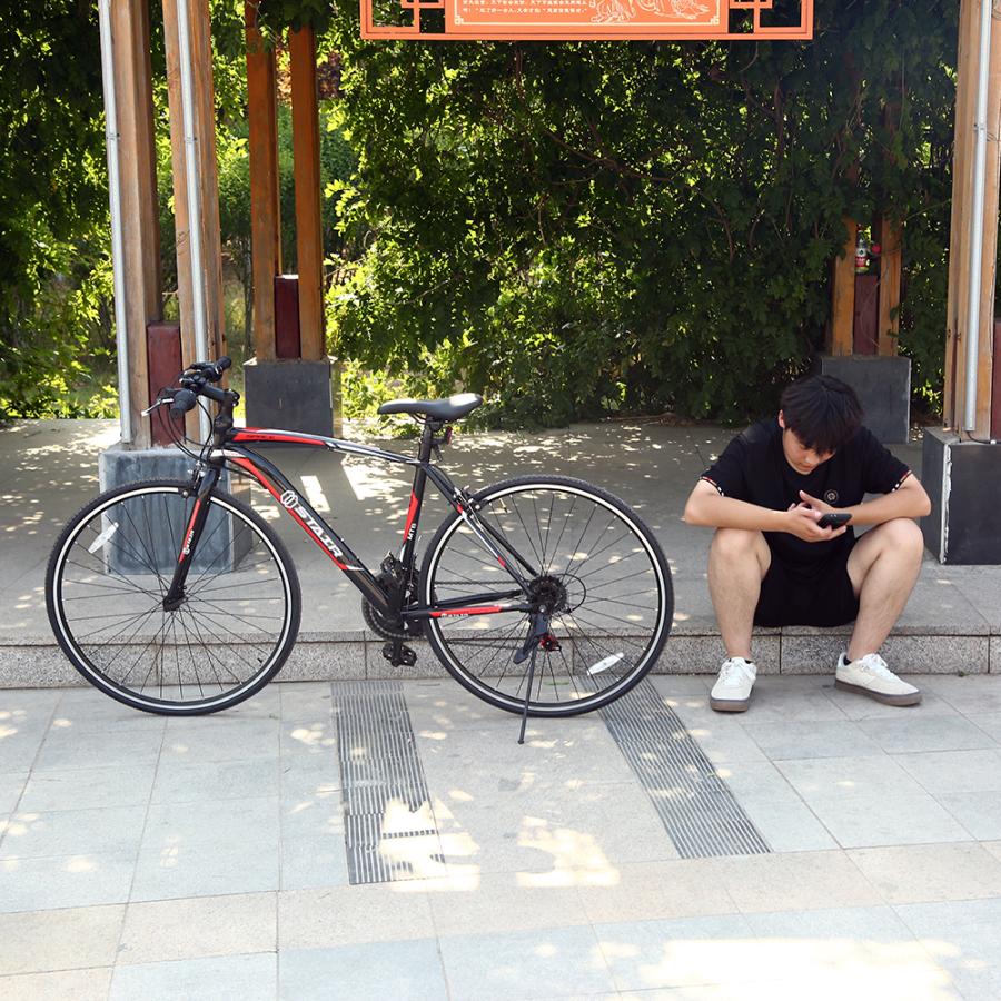 クロスバイク シマノ製14段変速 26インチ 軽量 自転車 前輪クイック