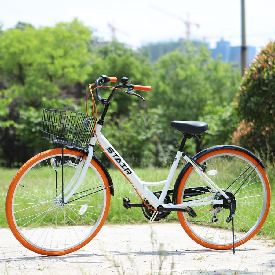 折りたたみシティサイクル 折りたたみ自転車 シマノ製6段変速 26インチ
