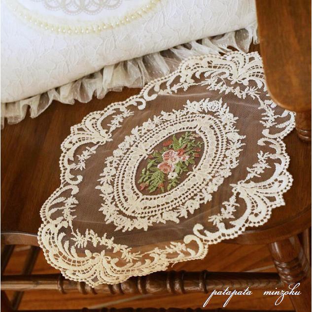 レース ランチョンマット アイボリー テーブルクロス 花柄 刺繍