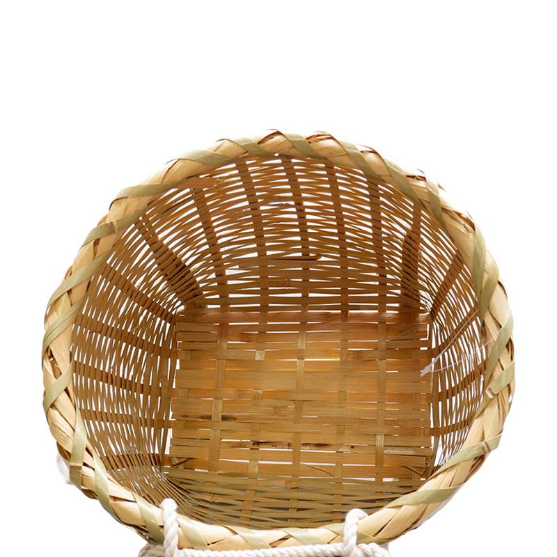 竹製 万能腰籠 紐付き 直径25cm×高さ28cm 収穫かご 竹籠 渋Y H : 農業