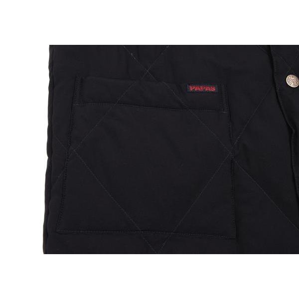 PAPAS（パパス） ナイロンキルティングダウンベスト 黒紺S 【メンズ