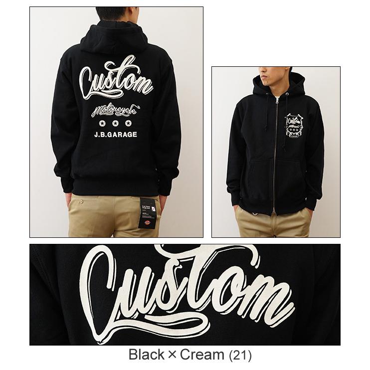 ジーンズ 12ozジップパーカ CUSTOM オリジナル バイカー プリント