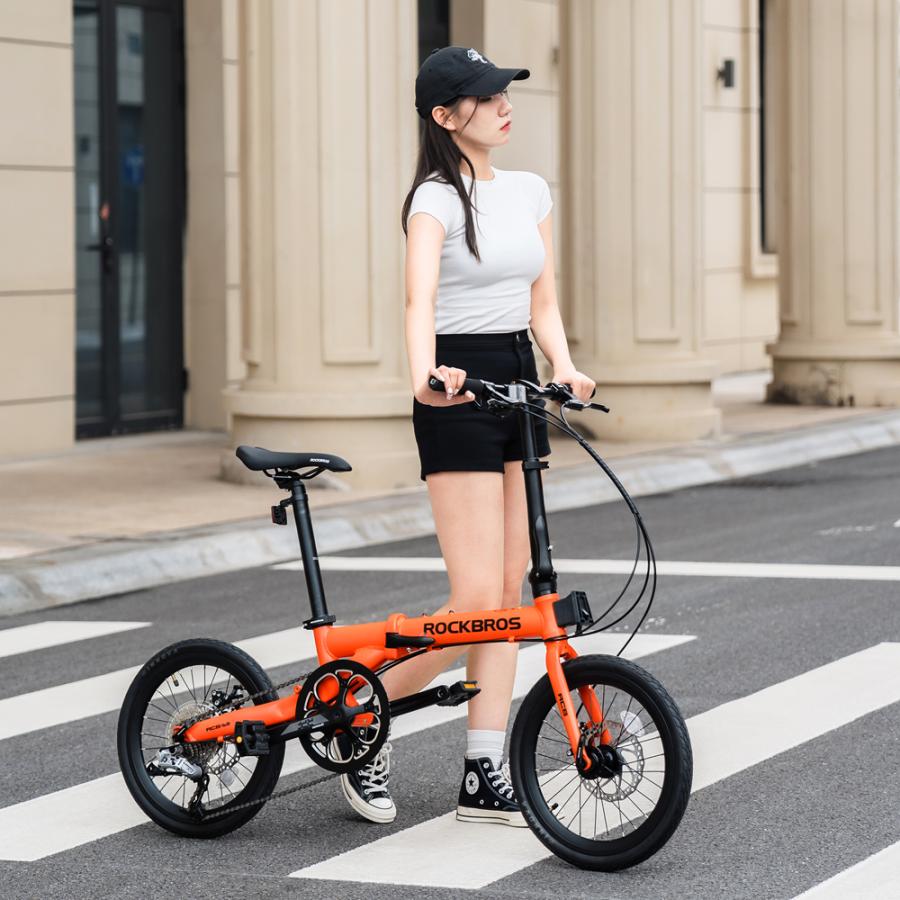 ROCKBROS 折りたたみ自転車 16インチ ミニベロ 9段変速 アルミフレーム