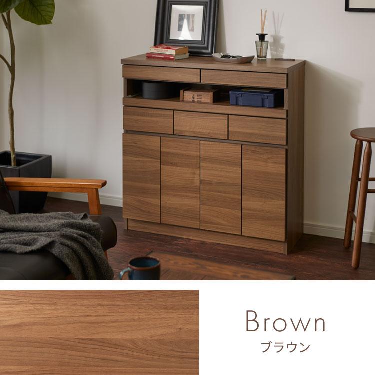 日本製 完成品 北欧 木製 キャビネット 幅90 収納棚 扉付き 国産