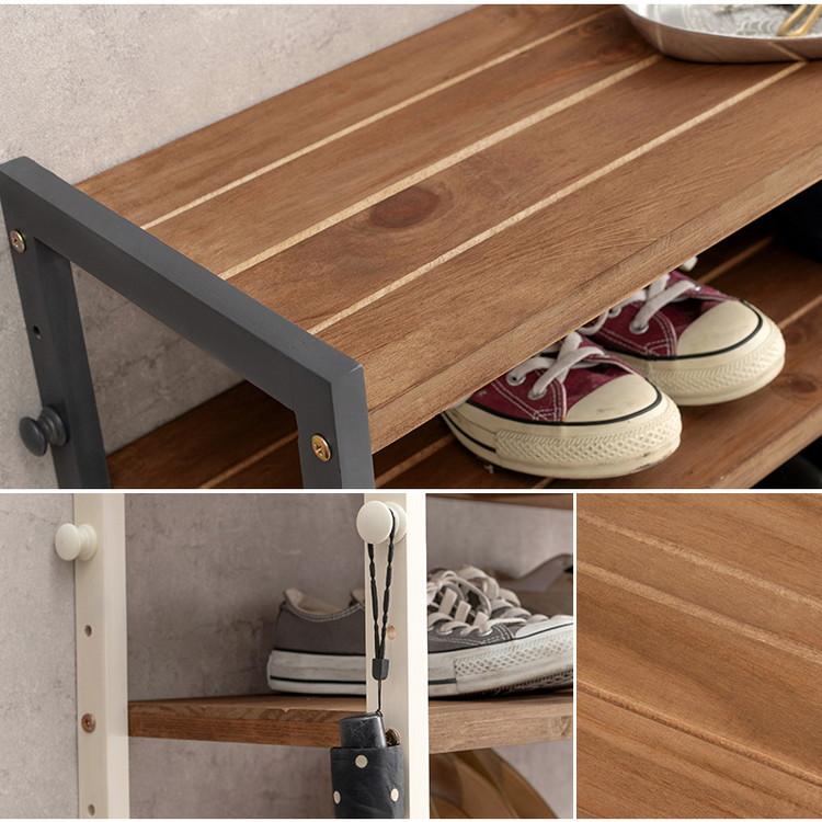 天然木 シューズラック 5段 幅45cm サンダルからブーツまで 可動棚