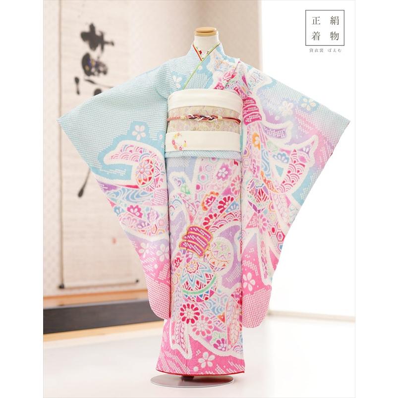 7歳 女の子 七五三 正絹 着物レンタル j7366 フルセット 上質 753 子供