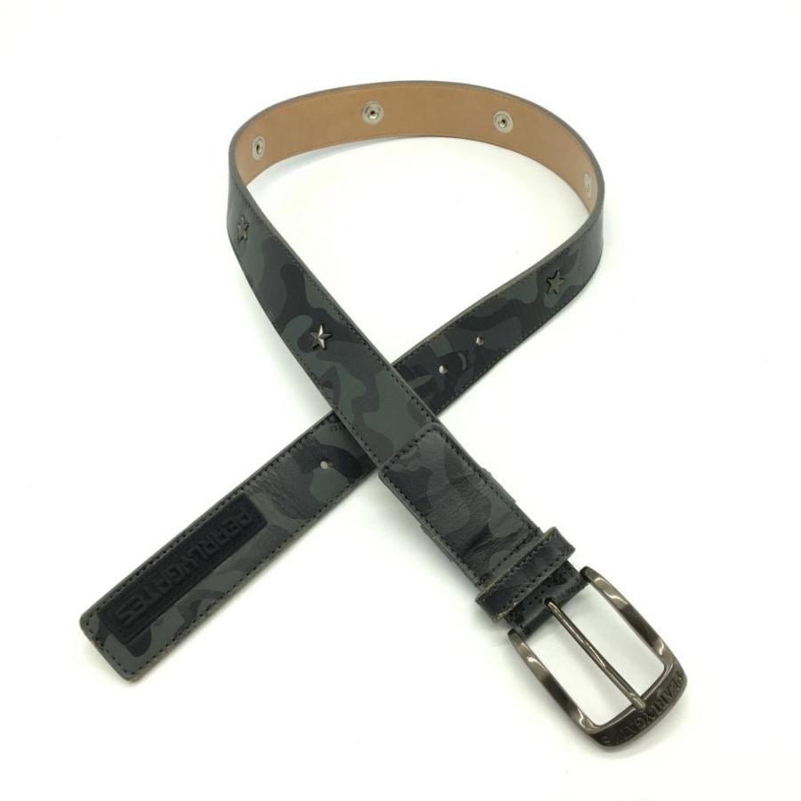 PEARLY GATES パーリーゲイツ ベルト グレー×黒 迷彩 カモフラ柄 星
