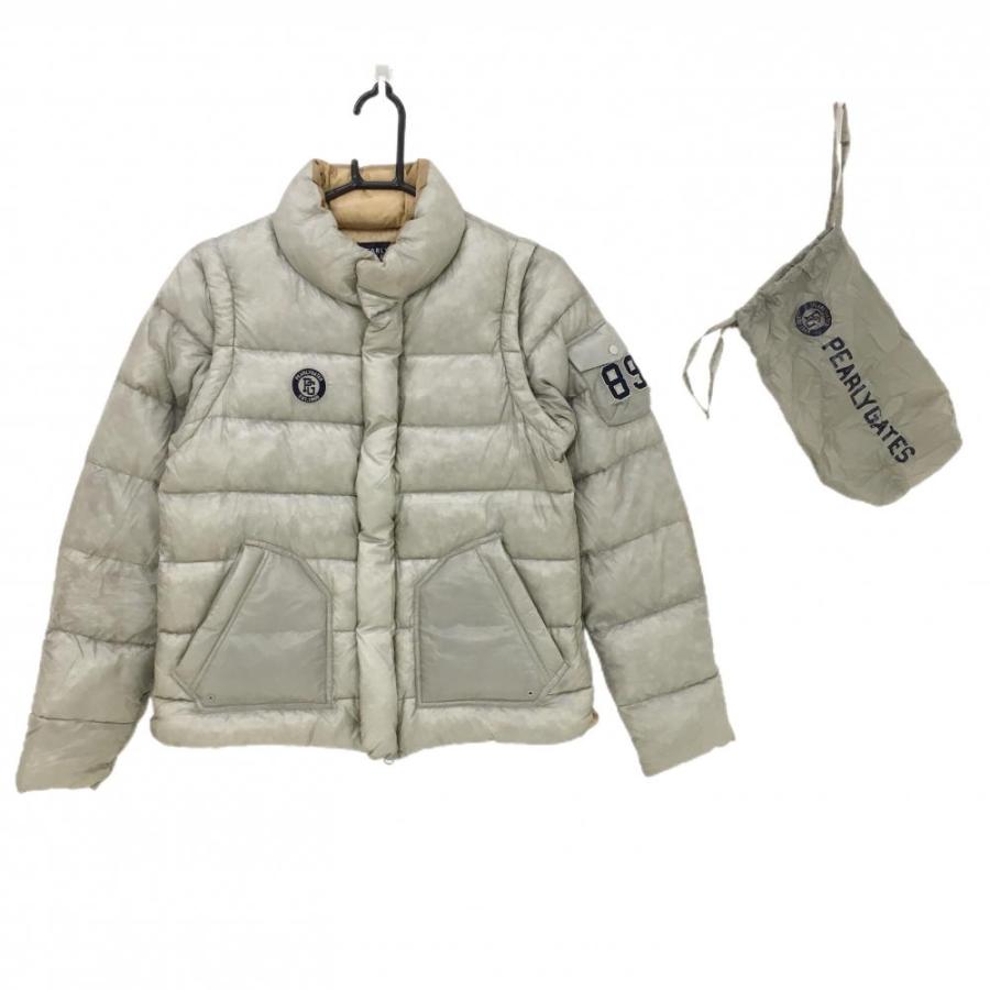 美品】パーリーゲイツ 2WAYダウンジャケット ライトグレー系 軽量 袖