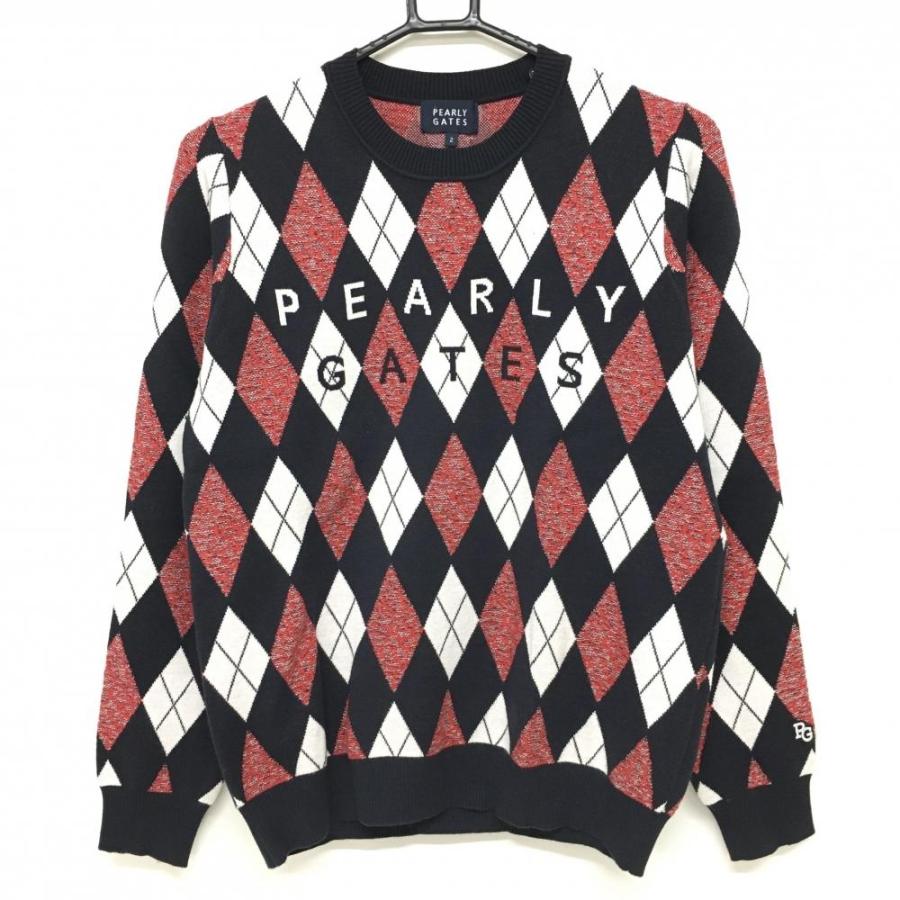 超美品】パーリーゲイツ セーター ネイビー×レッド アーガイル柄