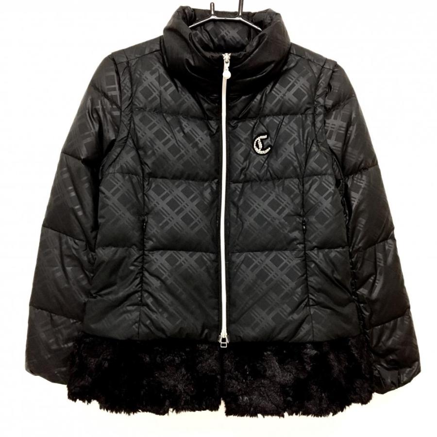 キャロウェイ 4WAYダウンジャケット 黒 チェック地模様 袖・裾ファー