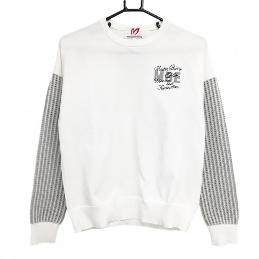 マスターバニー セーター 白×グレー 袖透かし編み ニット レディース 1