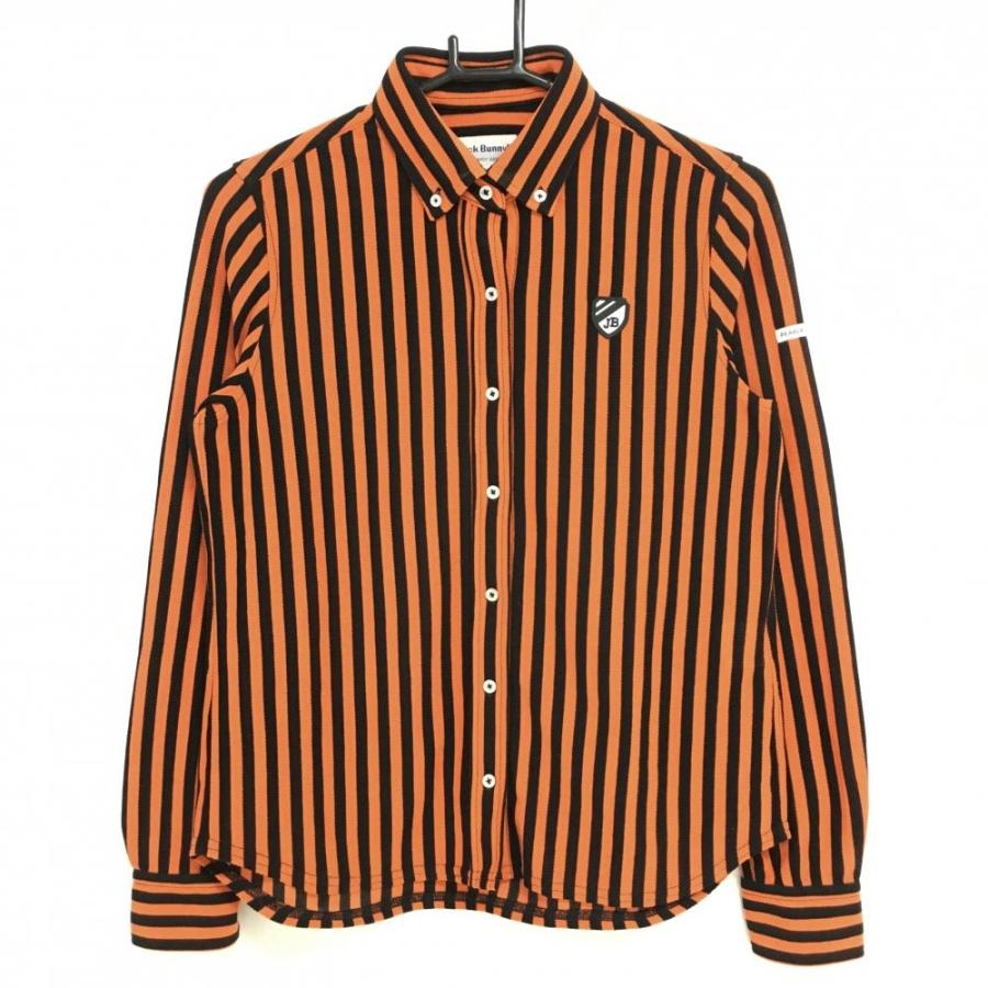 Jack Bunny!!（ジャックバニー） 長袖シャツ オレンジ×黒 ストライプ
