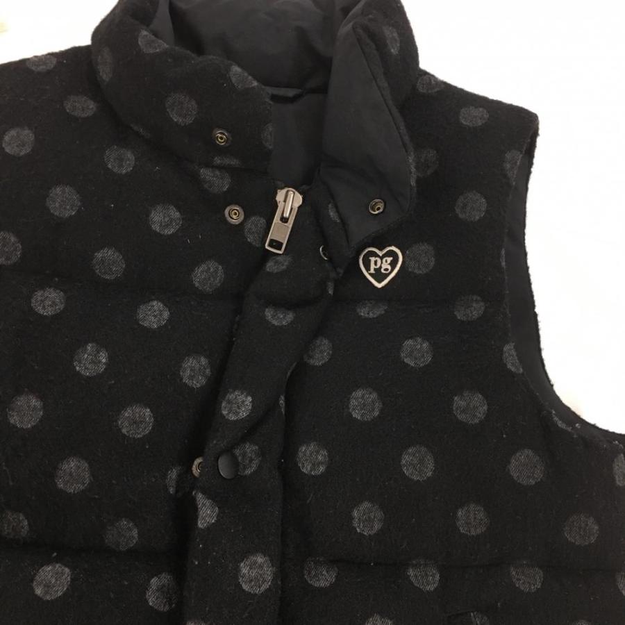 パーリーゲイツ ダウンベスト 黒×グレー レディース 1(M) ゴルフウェア