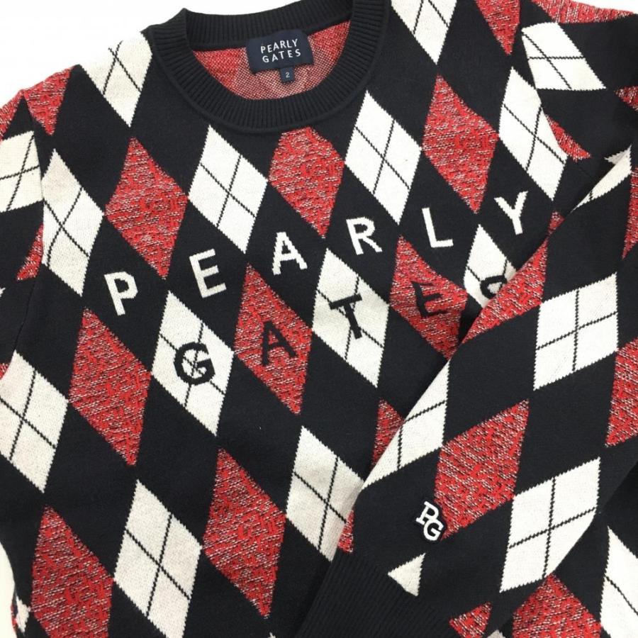 超美品】パーリーゲイツ セーター ネイビー×レッド アーガイル柄