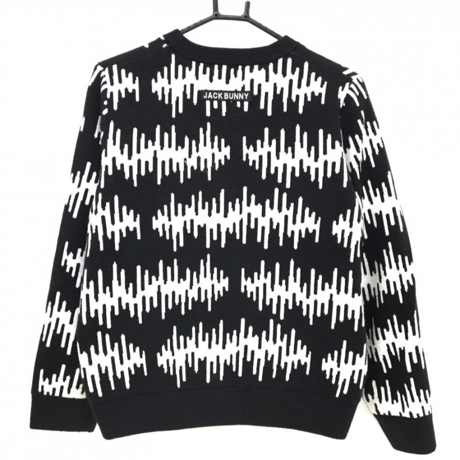 美品】ジャックバニー セーター 黒×白 総柄 ニット 裏地付 レディース
