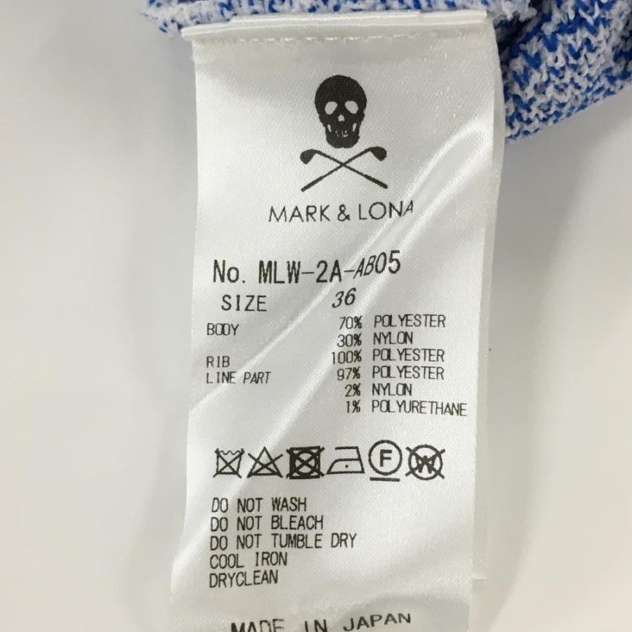超美品】マークアンドロナ セーター 白×ブルー 総柄 スカル ニット