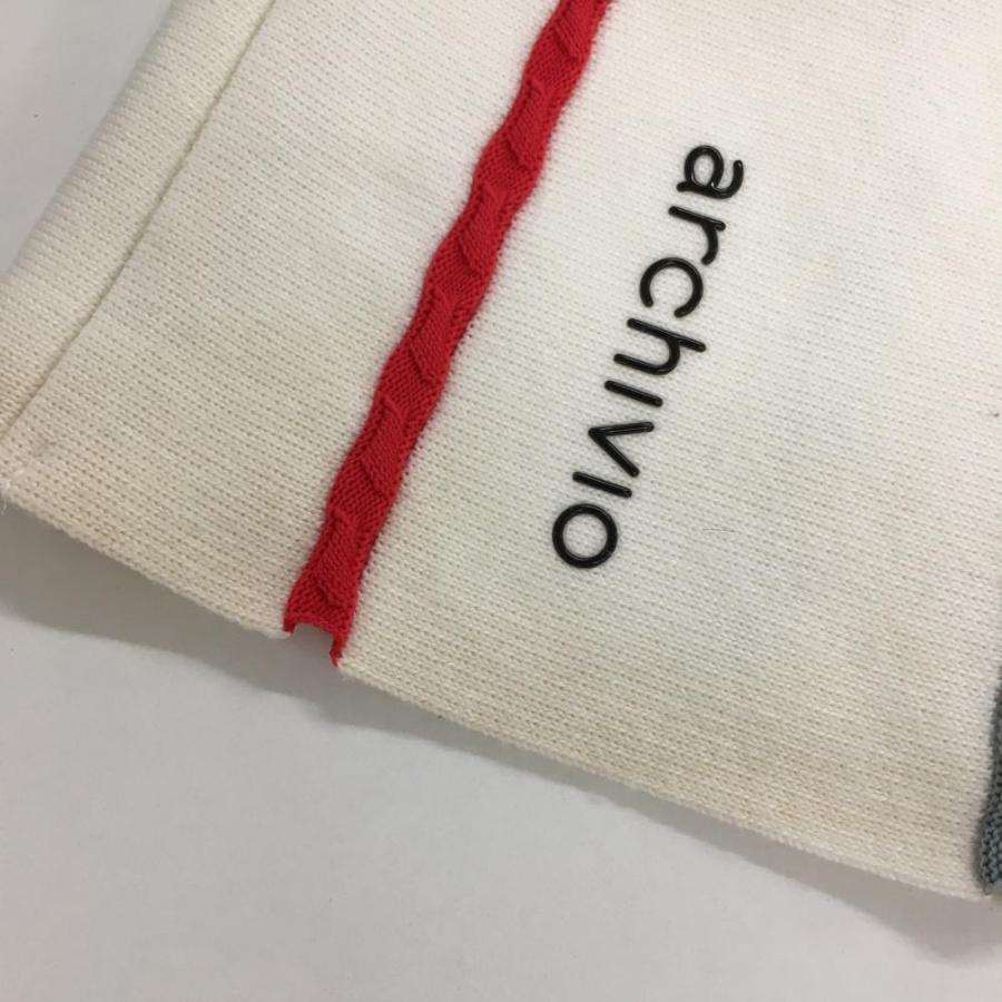 アルチビオ ニットスカート 白×レッド×黒 縦ライン レディース 38(M