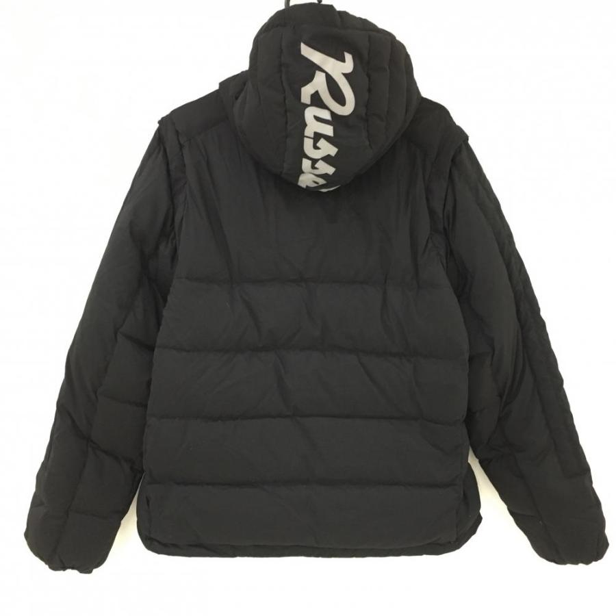美品】ラッセルノ 2WAYダウンジャケット 黒 フードロゴ 内側総柄
