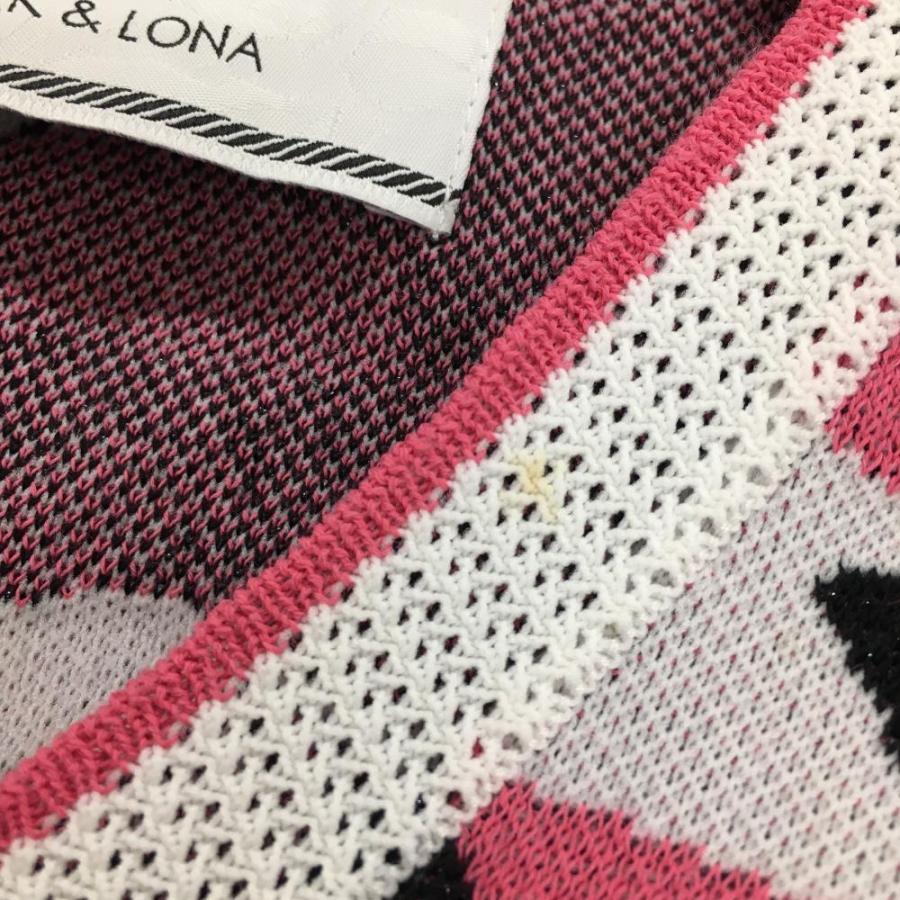 マークアンドロナ セーター ピンク×白 迷彩 カモフラ 透かし編み