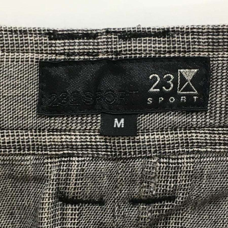 23区GOLF 23区スポーツ ショートパンツ 黒×白 チェック柄 共布ベルト付