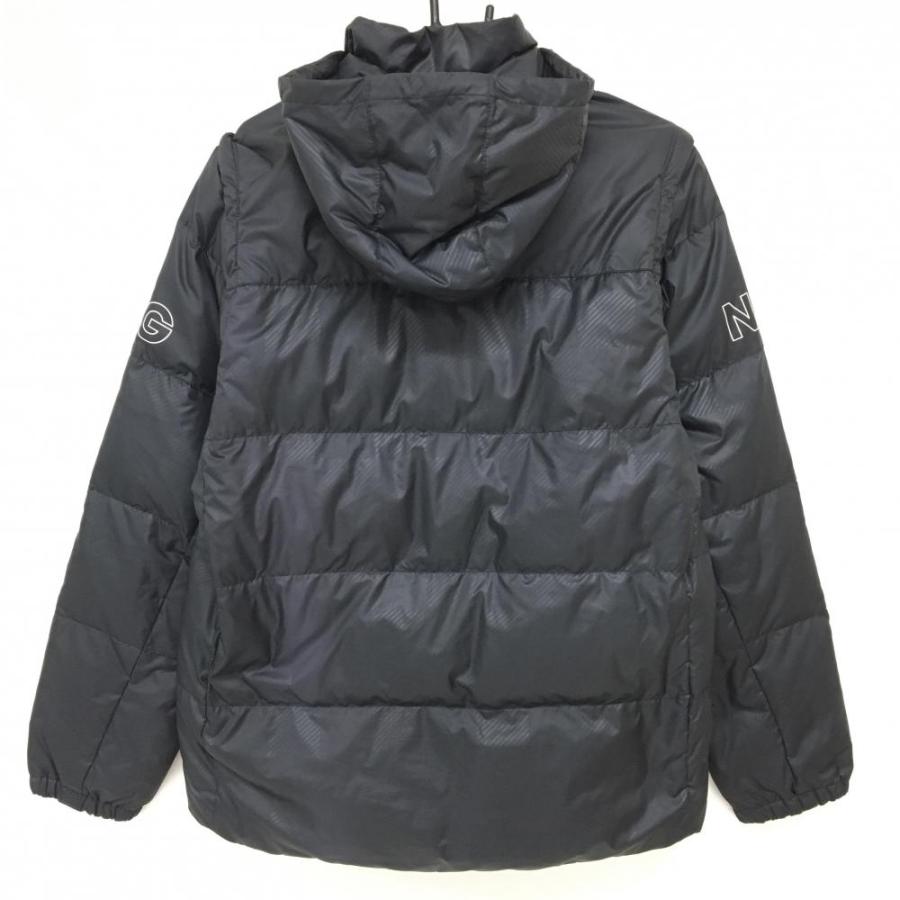 美品】ニューバランスゴルフ 4WAYダウンジャケット 黒 地模様 袖フード