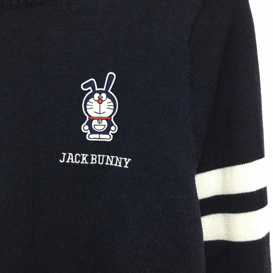美品】ジャックバニー×ドラえもん セーター ネイビー 袖ライン ウール