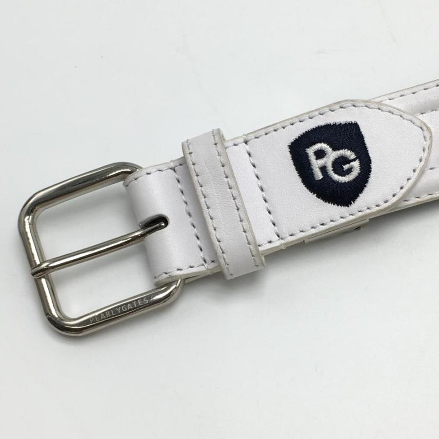 PEARLY GATES（パーリーゲイツ） ベルト 白 ロゴ刺しゅう メンズ