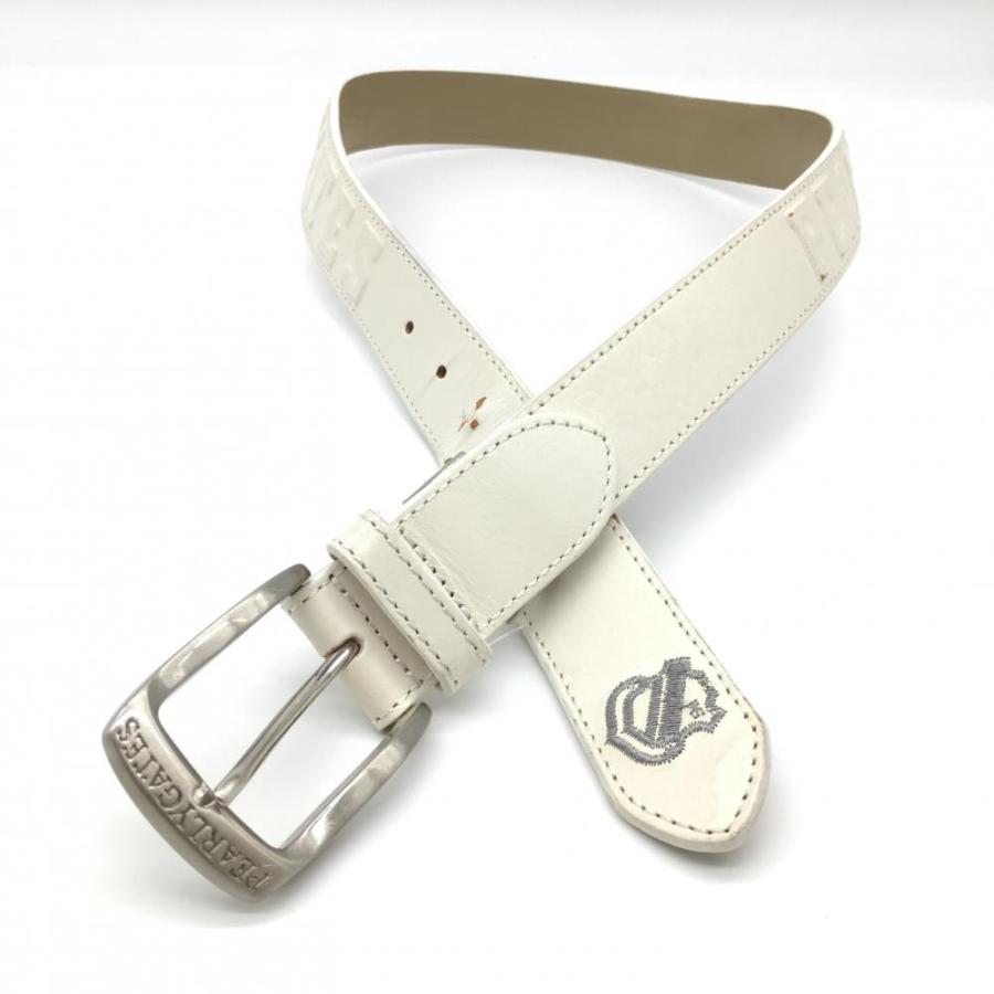 PEARLY GATES（パーリーゲイツ） ベルト 白 ロゴエンボス加工 メンズ