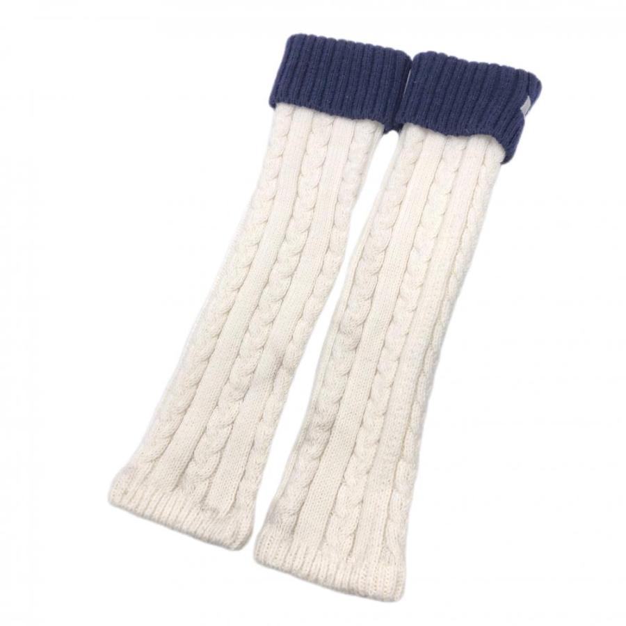 PEARLY GATES（パーリーゲイツ） ニットレッグウォーマー 白×ネイビー