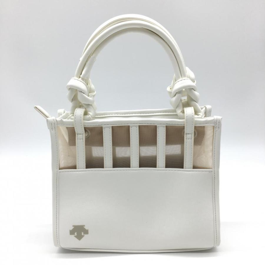 超美品】デサントゴルフ カートバッグ 白×ライトグレー 一部メッシュ