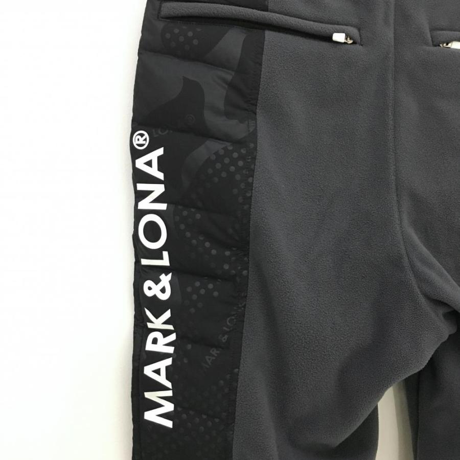 超美品】マークアンドロナ 異素材ダウンパンツ グレー×黒 フリース