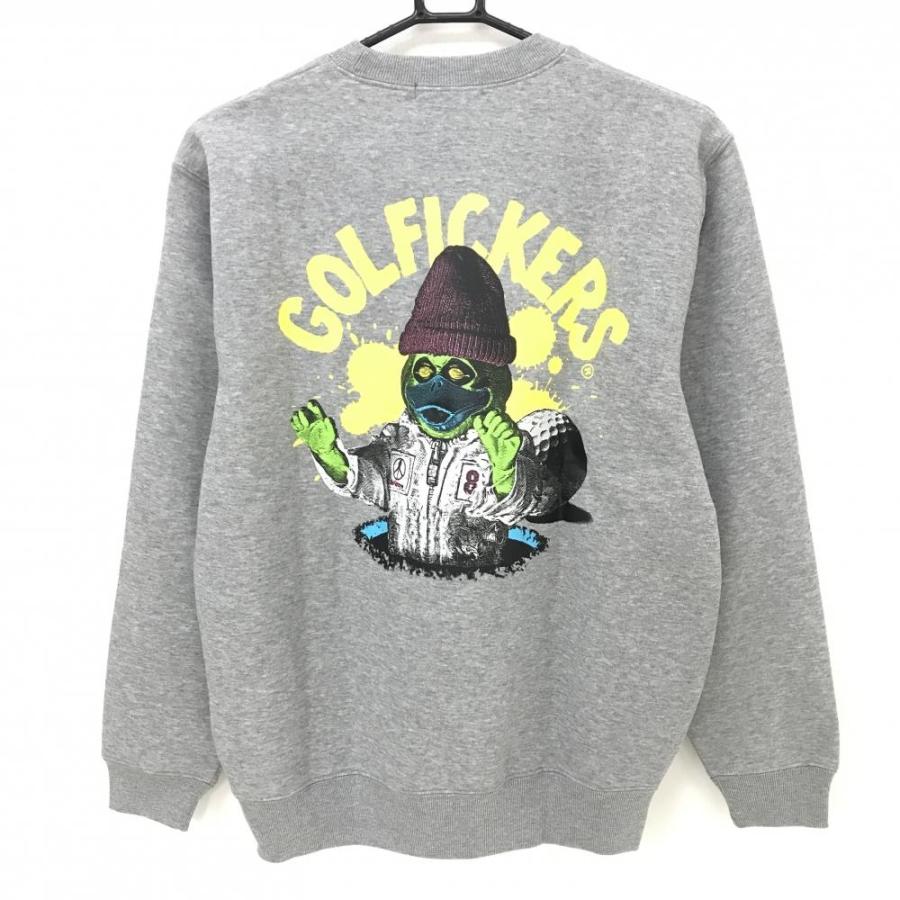 新品】ゴルフィッカーズ トレーナー 杢グレー 後ビッグプリント 裏起毛
