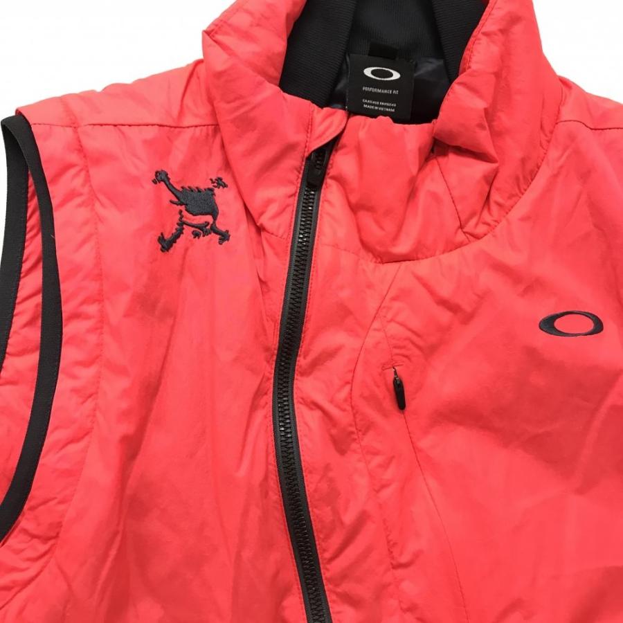 OAKLEY（オークリー） 【美品】オークリー 中綿ベスト 蛍光レッド×黒