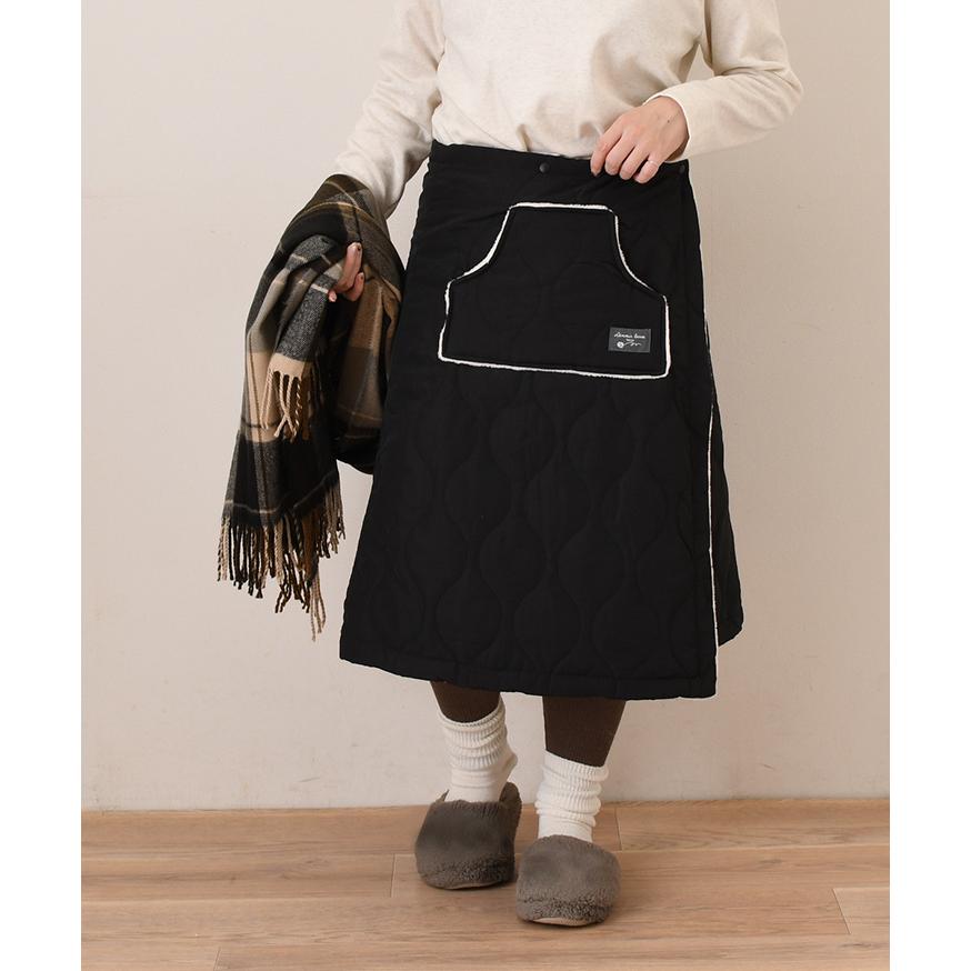 巻きスカート 防寒 レディース ラップスカート 撥水 裏ボア ひざ下丈
