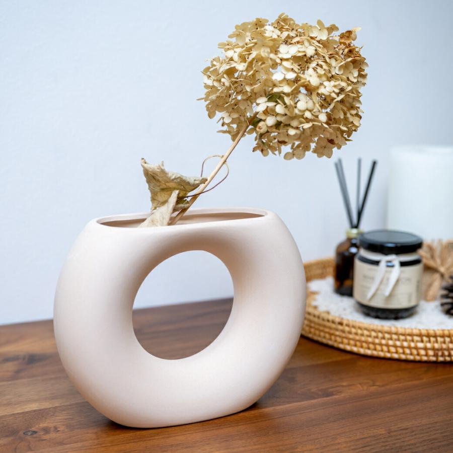 ドーナツ型 花瓶 陶器 フラワーベース 花びん 一輪挿し マット 生花
