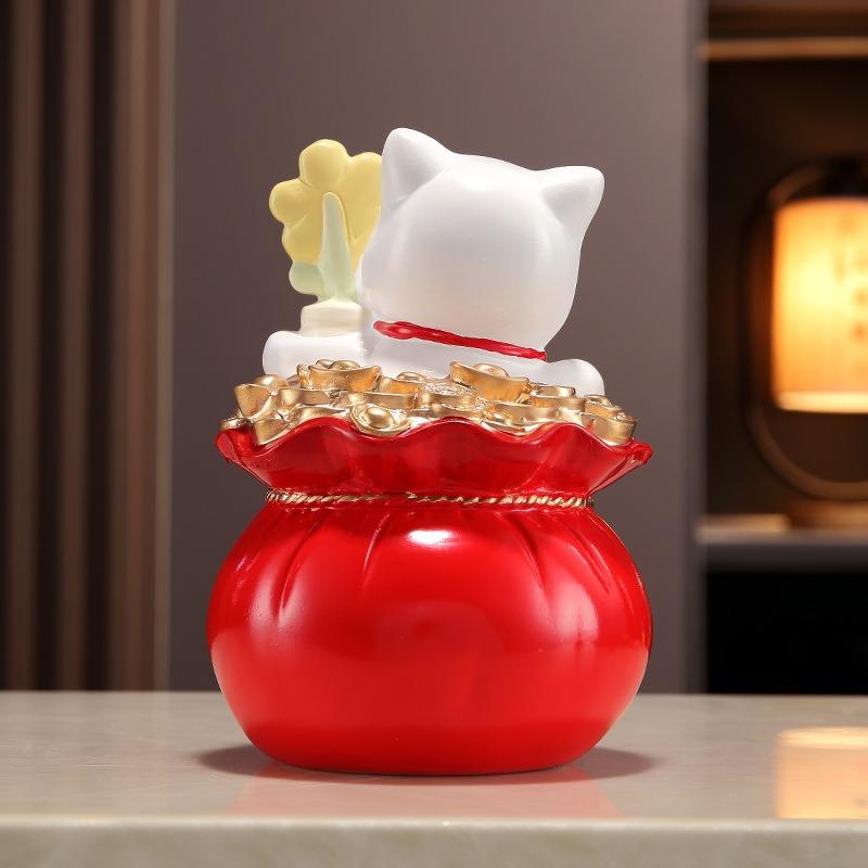 招き猫 猫 ネコ 置物 赤 レッド ゴールド オブジェ スピリチュアル