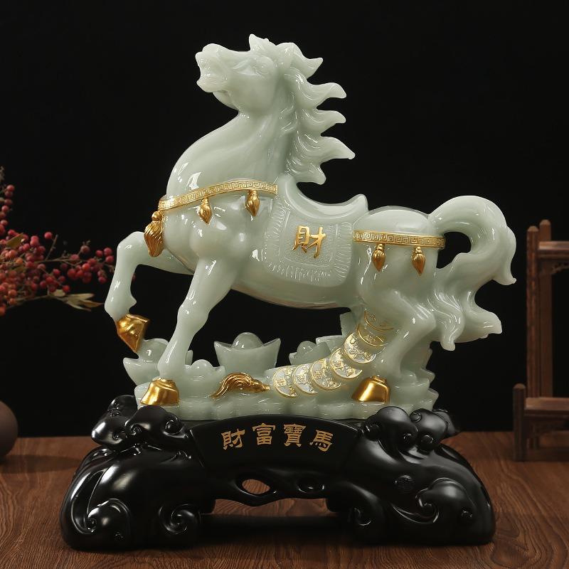 馬 うま 置物 オブジェ 翡翠色 樹脂製 開運 運気アップ 恋愛運 結婚運
