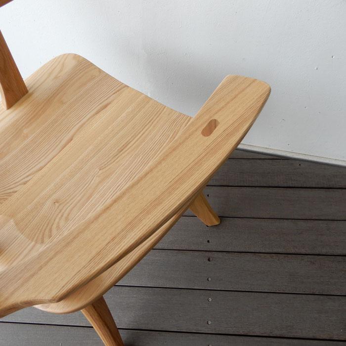 タモ無垢 回転アームチェア ナチュラル ダークブラウン ダイニング