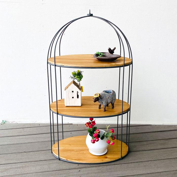 アーチシェルフ 3段シェルフ アイアン ウッド シェルフ アイアン