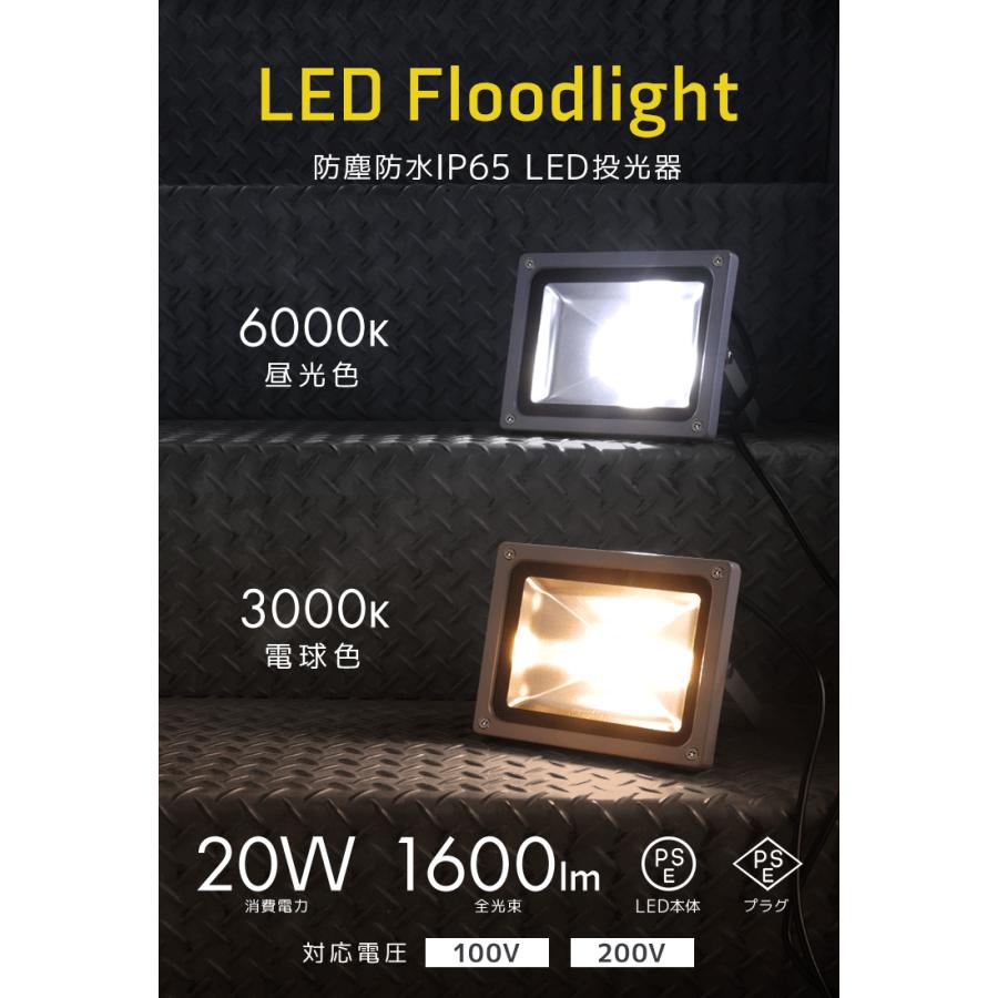 WEIMALL（ウェイモール） LED投光器 20W 200W相当 広角 広範囲 防塵