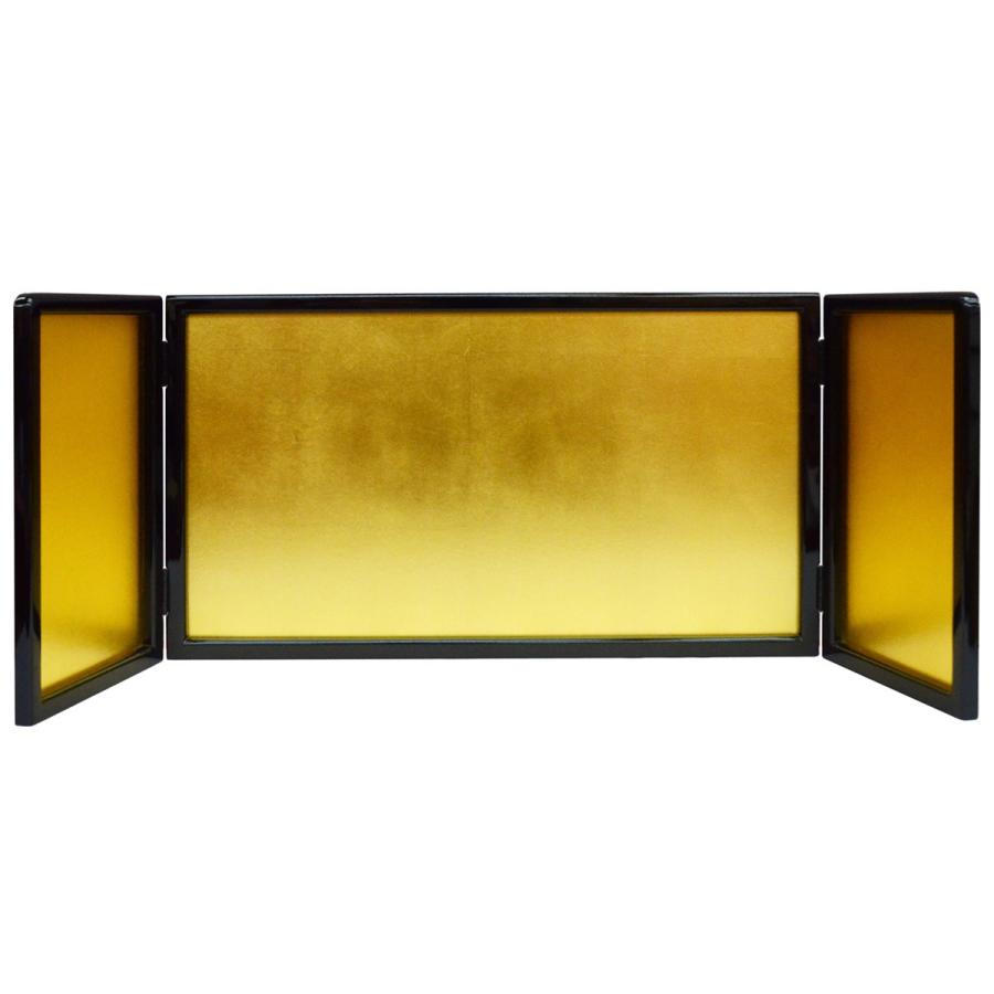 三曲金屏風 13号 安芸の金箔 本仕立 太枠（雛人形むけ屏風） : 人形の