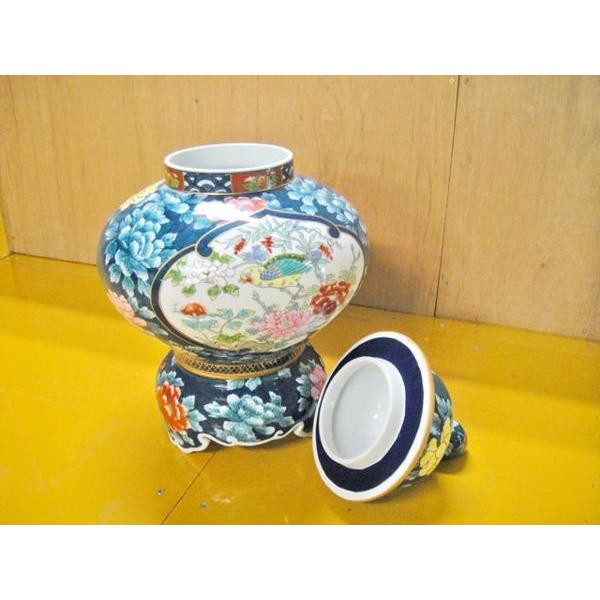 送料無料 ◇ 工芸品 陶磁器 飾壺 光右衛門 幅290×奥行290×高さ490mm
