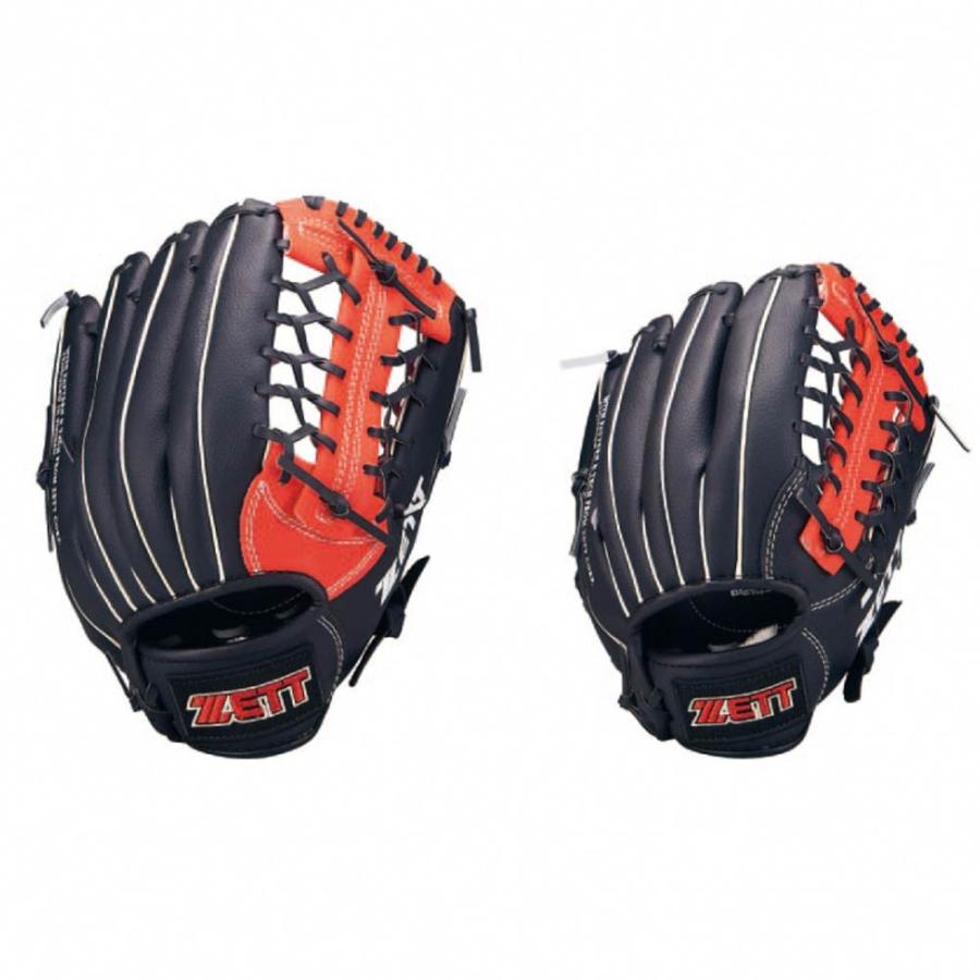 11.5/10 ゼット親子グラブセットレッドブラック 野球用親子グローブ