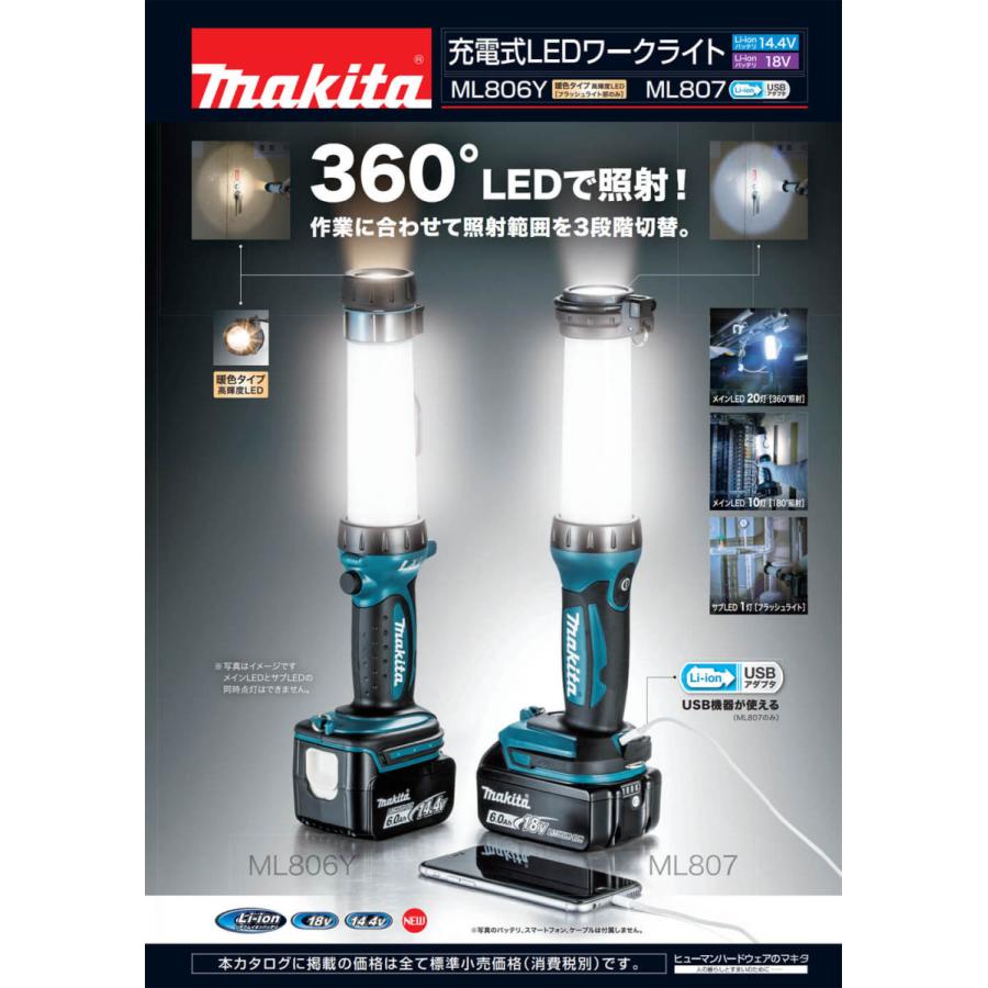 マキタ（makita） 14.4V/18V充電式LEDワークライト ML807 : プロツール